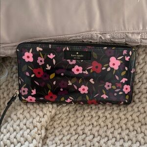 Kate Spade Black and Pink Floral Wallet